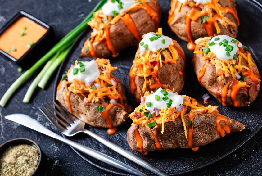 roasted sweet potatoes at a fall dinner